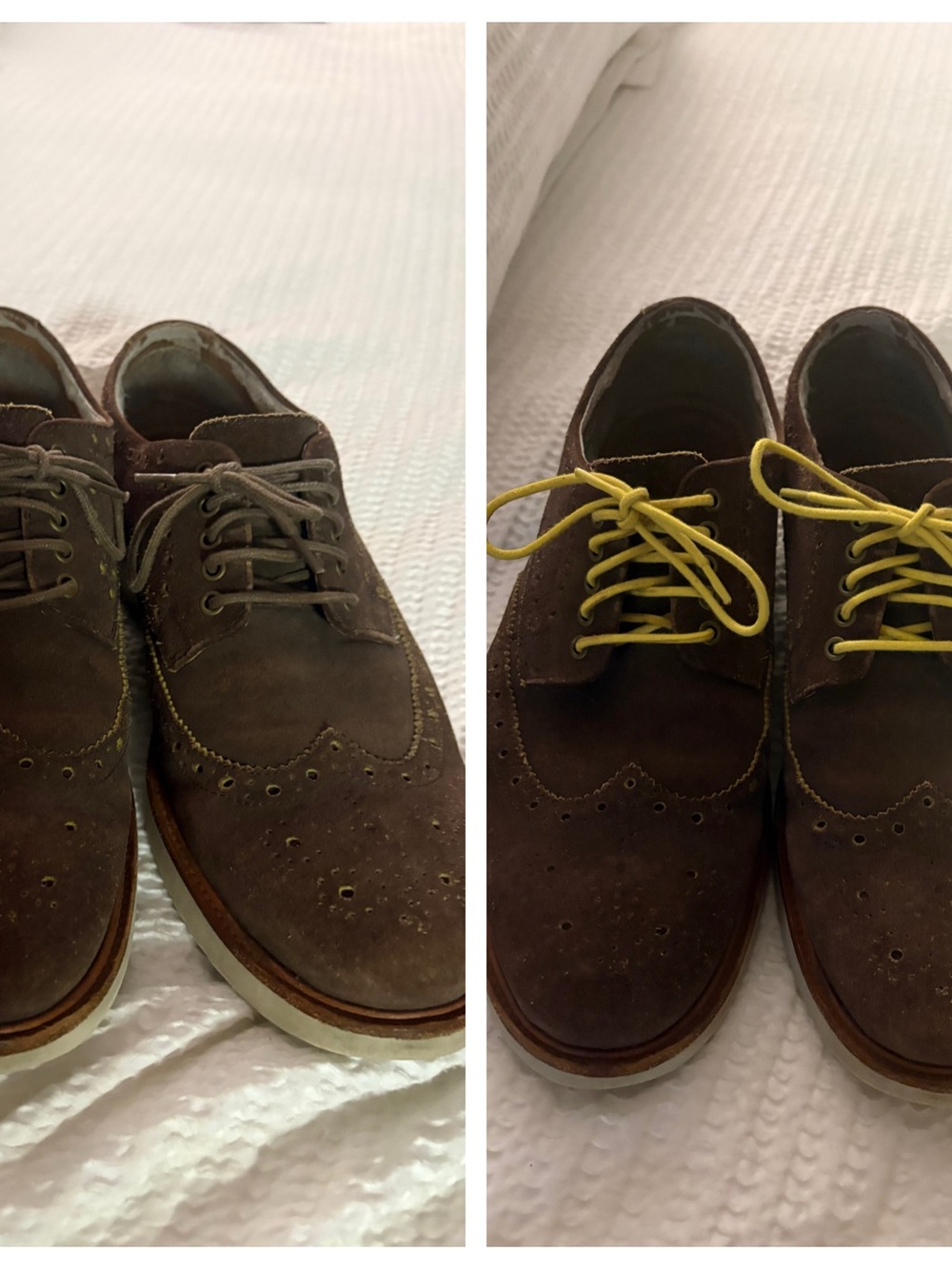 Clark Men's Brown Suede Oxford Dress Shoes / Yellow Accents